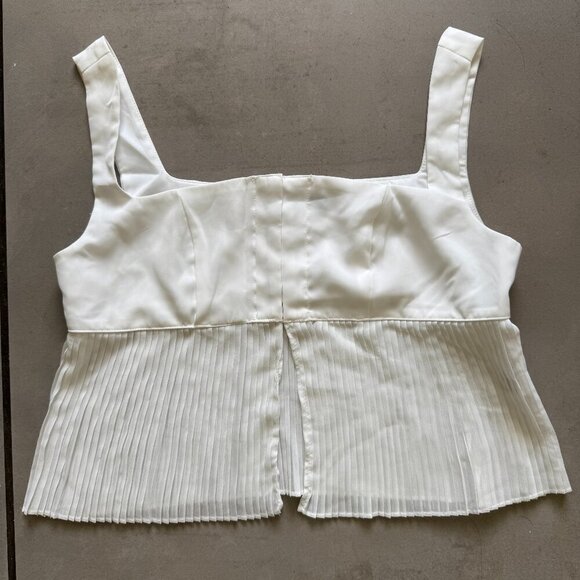 SHEIN | White Pleated Peplum Bustier Top (M) - Picture 2 of 9